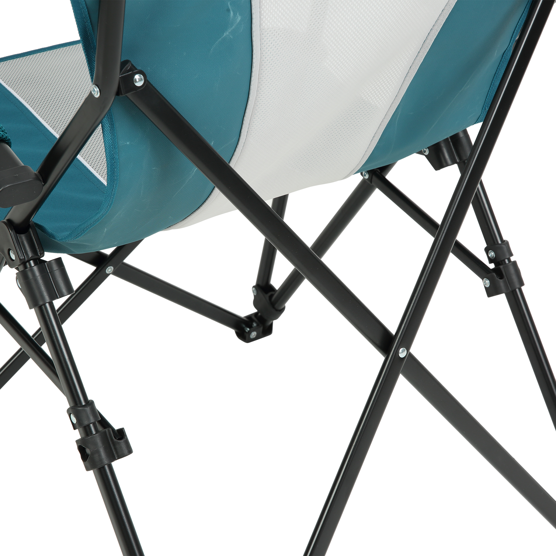 Steel Folding Mesh Quad Camping Chair, With Cup Holder, & Carry Bag Blue Red Seats 2 Steel