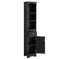 Tall Bathroom Cabinet, Freestanding Storage Cabinet With Drawer, Mdf Board, Adjustable Shelf, Black Black Mdf