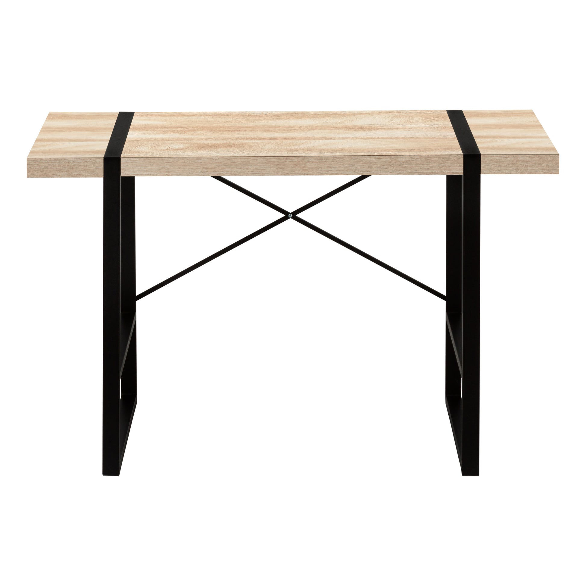 Computer Desk, Home Office, Laptop, 48"L, Work, Natural Laminate, Black Metal, Contemporary, Modern Natural Particle Board