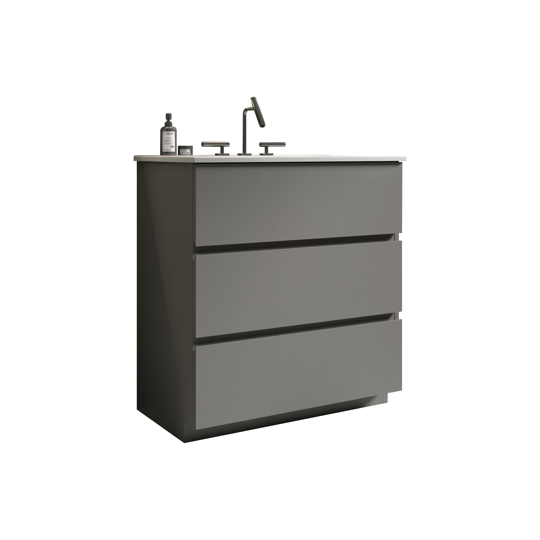 Tia 30" Gray Bathroom Vanity With Sink With 3 Faucet Holes, Large Storage Freestanding Bathroom Vanity For Modern Bathroom, One Piece White Sink Basin Without Drain And Faucet, Pre Assembledt Gray