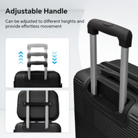 Luggage 4 Piece Set With Spinner Wheels, Hardshell Lightweight Suitcase With Tsa Lock,Checked Luggage,Black 12 20 24 28In Black Abs