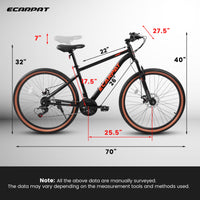 Ecarpat Mountain Bike 27.5 Inch Wheels, 21 Speed Mens Womens Trail Commuter City Mountain Bike, Carbon Steel Frame Disc Brakes Thumb Shifter Front Fork Bicycles Black Red Steel