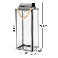 Larry 22"H Stainless Steel Lantern Silver Stainless Steel
