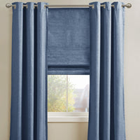 Printed Faux Silk Room Darkening Cordless Roman Shade Blue Polyester