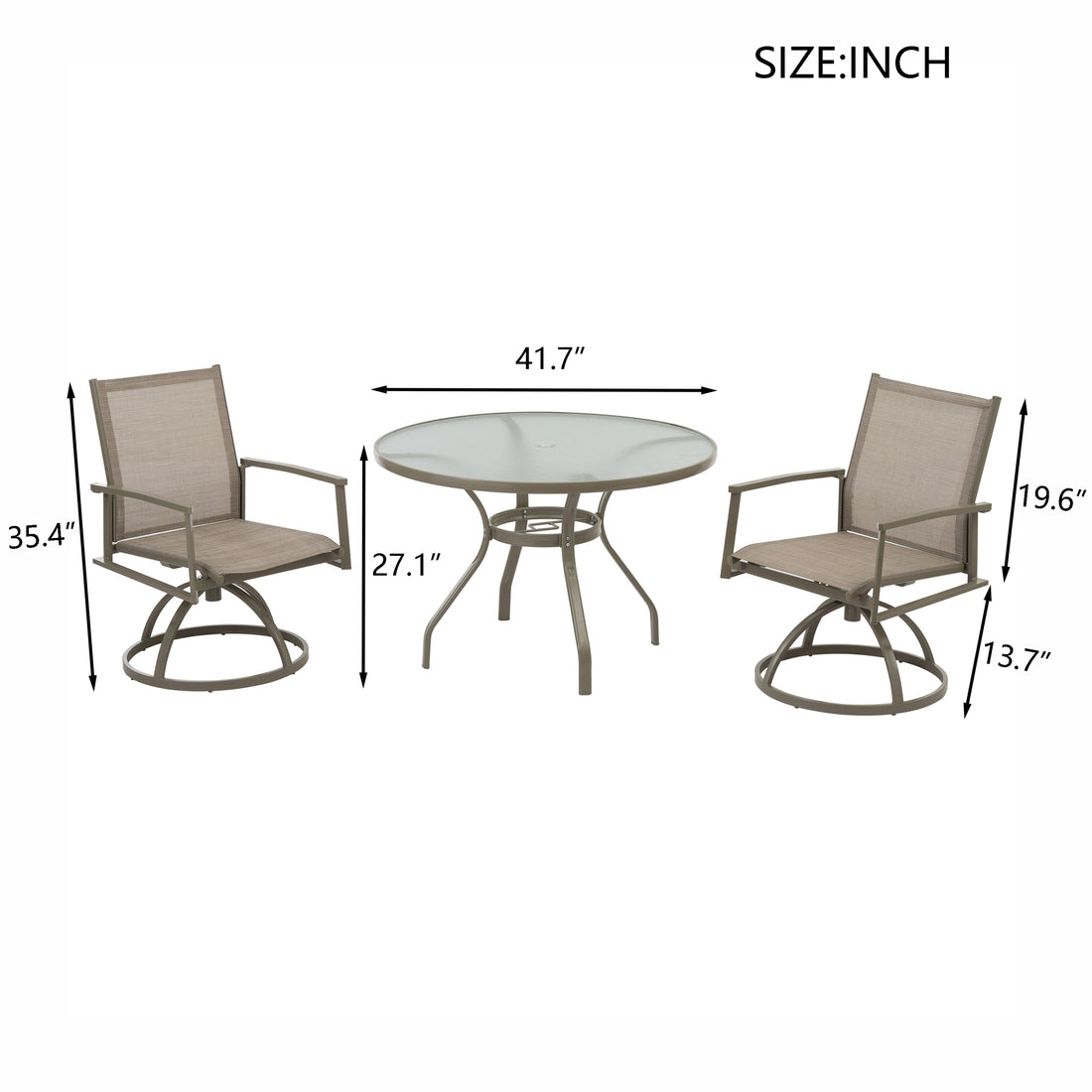 5 Piece Bistro Patio Table And Chairs Set With Tan Pvc Sling Swivel Rocker Chairs And Round Cast Top Outdoor Table, Premium Weather Resistant Outdoor Dining Set For Backyard & Deck No Brown Seats 4 Rust Resistant Frame Garden & Outdoor Classic Complete