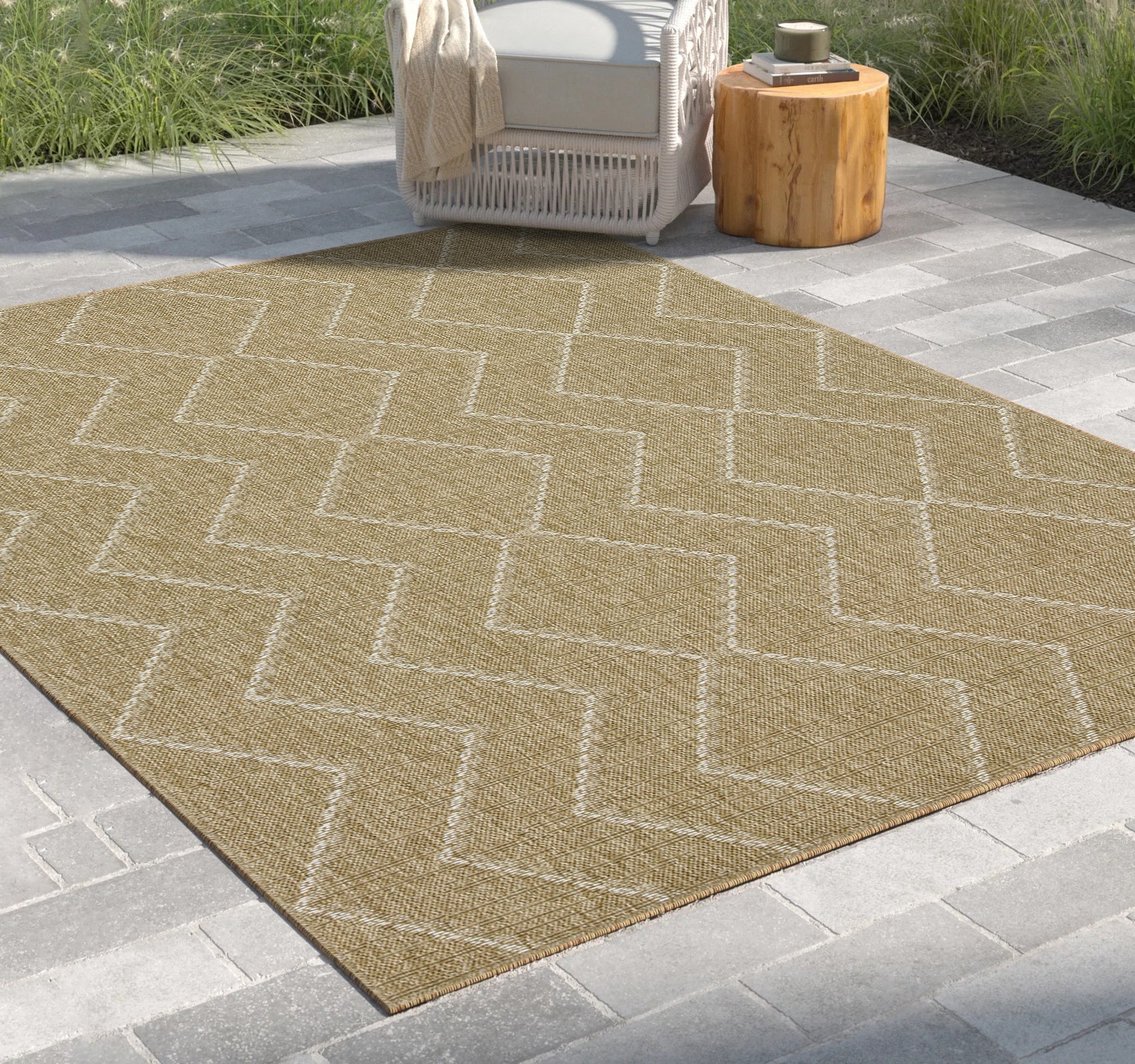 Earth Gc Ntl1011 Jute White 7 Ft. 10 In. X 10 Ft. 3 In. Indoor Outdoor Area Rug Natural White Polyester Polypropylene