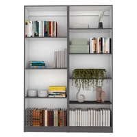 2 Piece Bookcase Living Room Set, Storage Cabinet, 49" Wide And 9 Shelves Matt Gray White Freestanding 5 Or More Shelves Multicolor Office Shelves Included Modern Particle Board