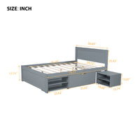 Full Size Platform Bed With Drawer And Two Shelves, Gray Expected Arrival Time: 10.28 Full Gray Mdf Lvl