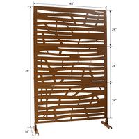 Outdoor & Indoor Privacy Screen Metal Privacy Screen 76" H 48" W, Freestanding Decorative Privacy Screen For Deck Balcony Patio, Privacy Fence Panels For Outside Lawn Garden Ps109 Brown Brown Steel
