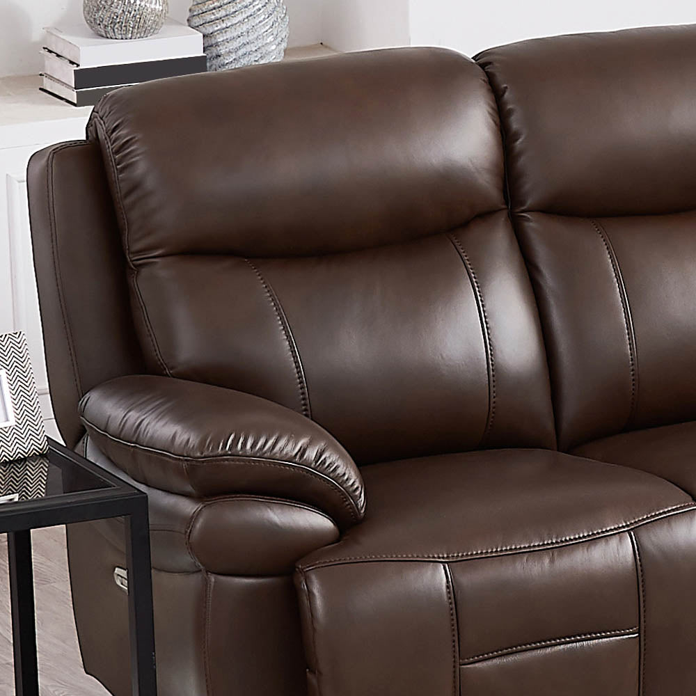 Springdale Power Headrest Zero Gravity Reclining Loveseat Chestnut Memory Foam Genuine Leather