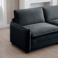 Modern Living Room Sofa 3 Pieces Set, Two 2 Seater Sofas And One 3 Seater Sofas, Upholstery Large Deep Seat Sofa With Sofat Cushion And Pillowss,Grey Corduroy Grey Corduroy 7 Seat
