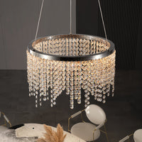 15.7 Inch Fancy Hanging Ceiling Lamps Luxury Modern Pendant Light Crystal Chandelier Chrome,Transparent Modern Crystal,Stainless Steel