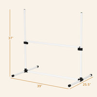 Pawhut 8 Piece Dog Agility Training Equipment For Dog Agility Course With Adjustable Height Jump Bars, Included Carry Bag, & Displacing Top Bar, White White Plastic