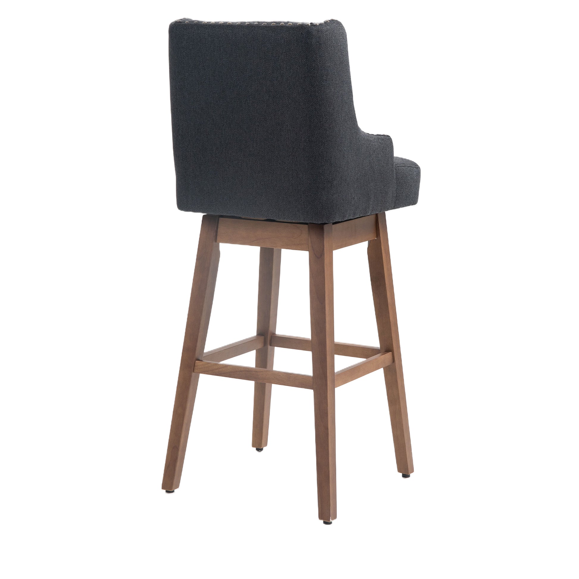 Coolmore Bar Stools Set Of 2 Counter Height Chairs With Footrest For Kitchen, Dining Room And 360 Degree Solid Wood Legs Swivel Bar Stools Set Of 2 Black Linen Black Foam Linen