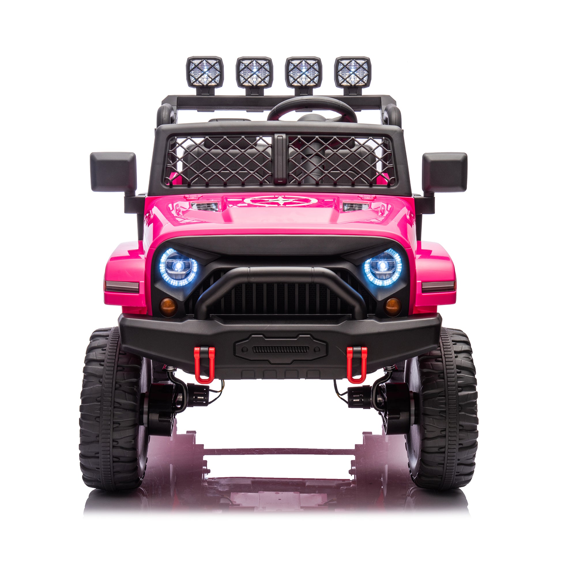 Pink,24V 2 Seater Ride On Truck Car, 4Wd Motors, With 2.4G Remote Control,Metal Suspension,Soft Start,Music, Led Light,Outdoor Off Road Electric Car,Toys Gifts Pink 100 149 Lbs Iron Plastic Iron