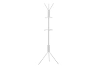 Coat Rack, Hall Tree, Free Standing, Hanging Bar, 6 Hooks, Entryway, 68"H, Bedroom, White Metal, Contemporary, Modern White Metal