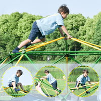 13Ft Geometric Dome Climber Play Center, Kids Climbing Dome Tower With Hammock, Rust & Uv Resistant Steel Supporting 1000 Lbs Yellow Metal
