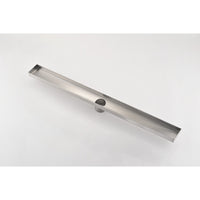 24 Inches Linear Shower Drain With Removable Quadrato Pattern Grate, 304 Stainless Shower Drain Included Hair Strainer And Leveling Feet Brushed Nickel Stainless Steel