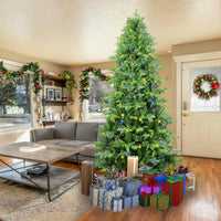 6.5Ft Artificial Christmas Tree Prelit Pe&Pvc With Metal Stand,450 Bi Colour Led Lights,1791 Branch Tips Green Everett Balsam Tree Easy Assembly For Indoor,Home 50 X 50 X 90 Inches Green Pvc