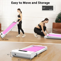 Under Desk Treadmill, Walking Pad, 2 In 1 Portable Treadmill With Handle Remote Control Led Display, Walking Jogging Machine For Home Office Use 265 Lbs Pink Pink Abs Rubber Steel Q235