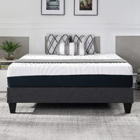 1Pc Contemporary Upholstered Platform Bed California King Linen Like Polyester Fabric Steel Grey Wood Frame Bedroom Box Spring Not Required California King Steel Gray Wood Primary Living Space Contemporary Bed Frame Polyester Wood