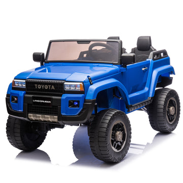 24V Two Seater Kids Ride On Car W Parents Remote Control, Licensed Toyota Lc250,220W Motors,With Shovel,Three Point Seat Belt,Slow Start,Speed Adjustment,Bluetooth,Music For Kids Aged 3 . Blue Polypropylene