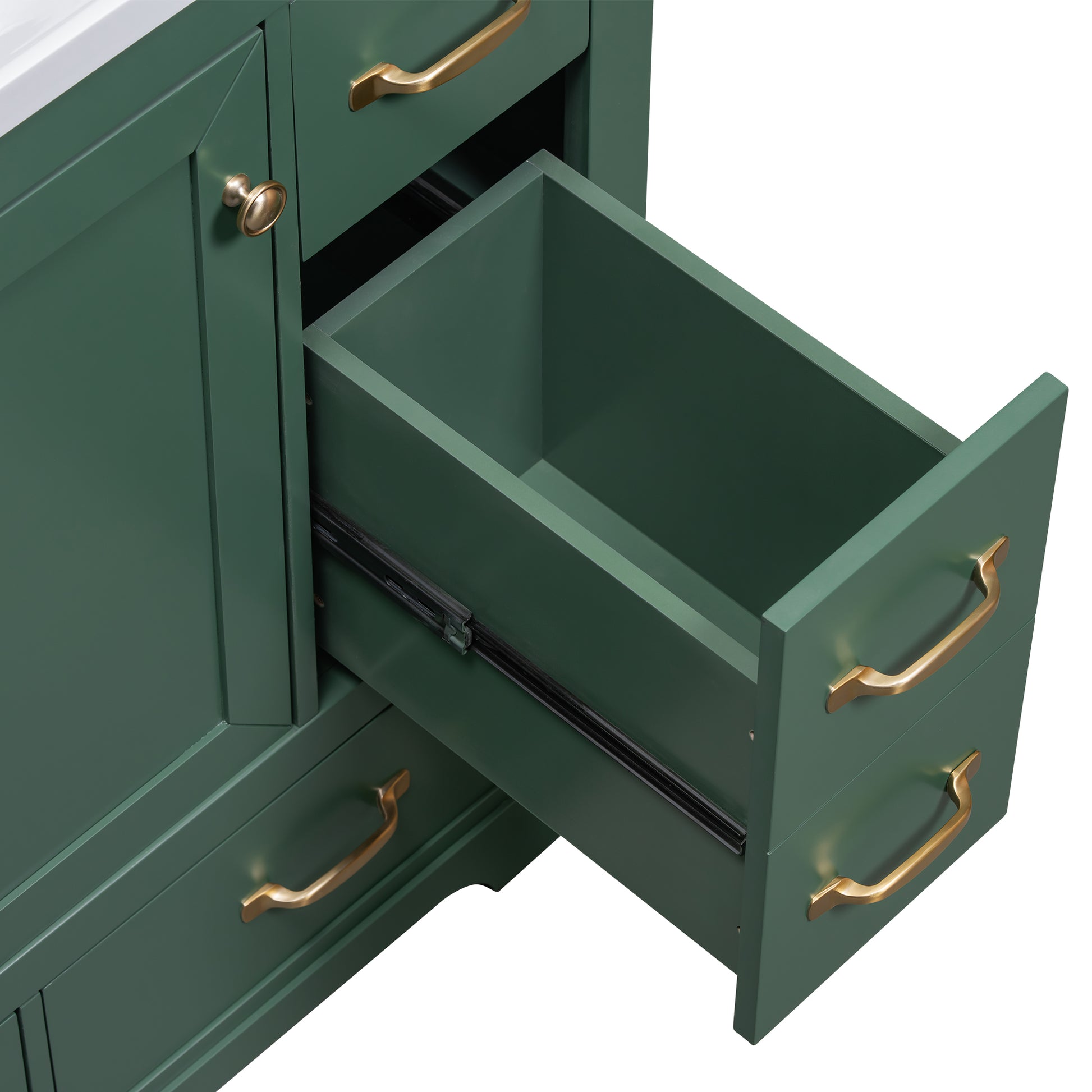 36" Bathroom Vanity With Sink Combo, Six Drawers, Multi Functional Drawer Divider, Adjustable Shelf, Green Old Sku:Sy999808Aaf Green Solid Wood Mdf