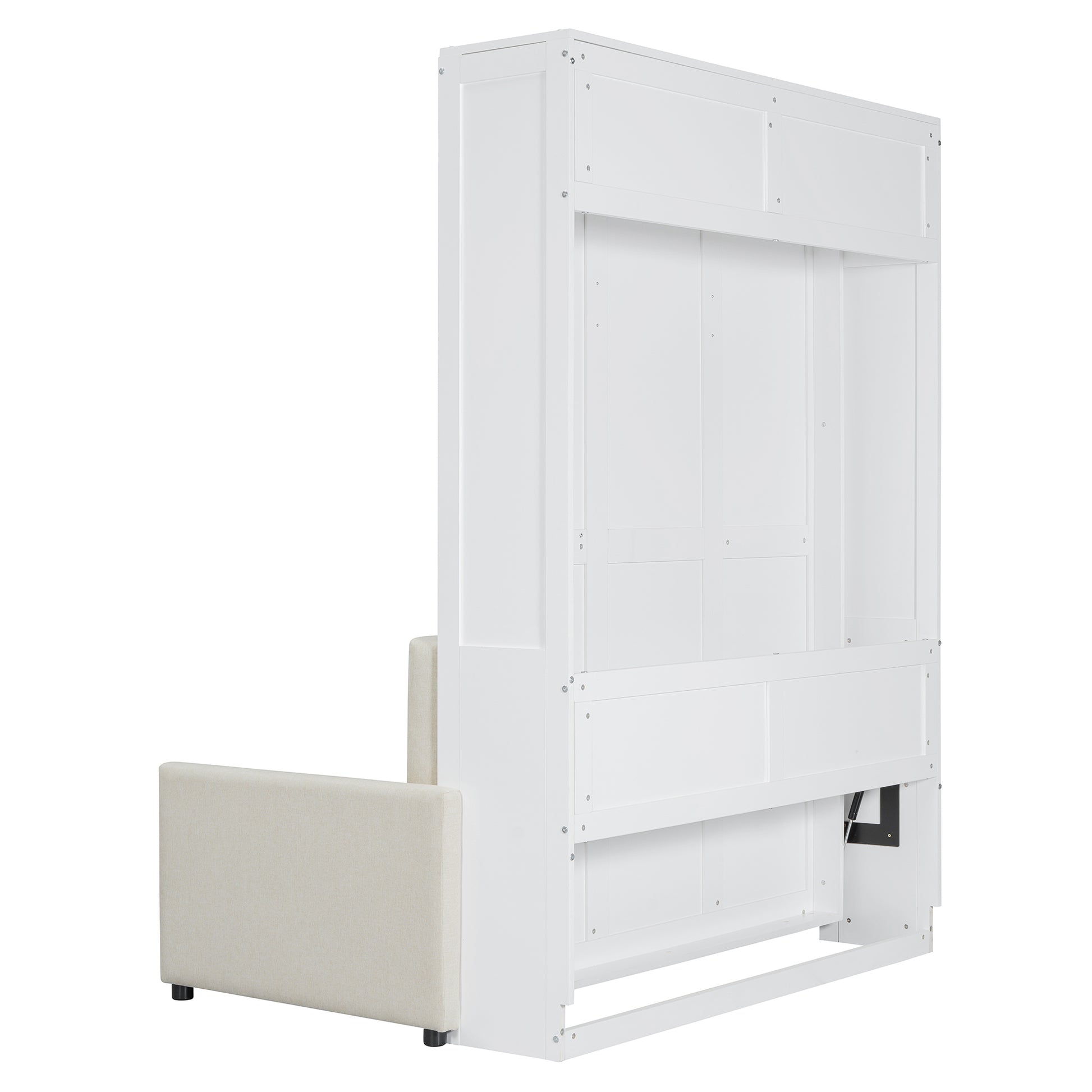 Full Size Murphy Bed Wall Bed With Cushion,White Full White Mdf Lvl