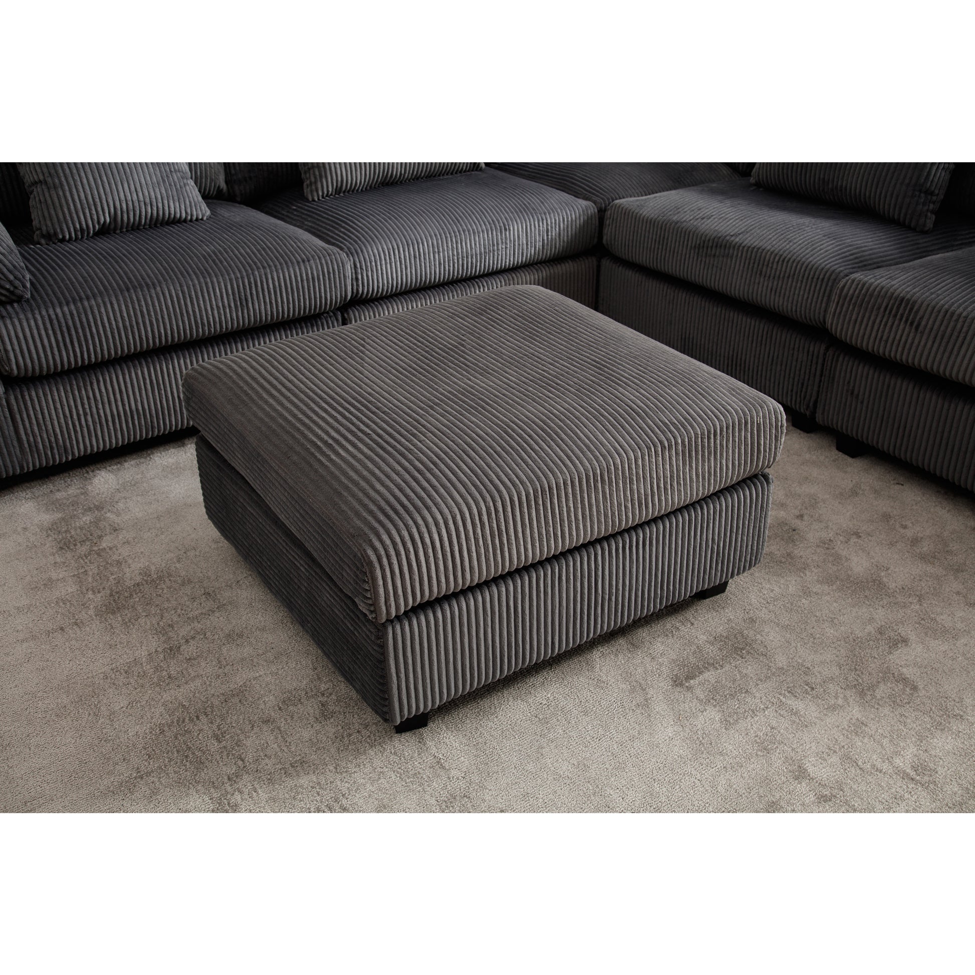 Arrival Oversized Modular Sectional Sofa Couches Set,Corduroy Upholstered Deep Seat Comfy Sofa For Living Room,Dark Gray Dark Gray Fabric 6 Seat