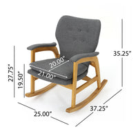 Mid Century Fabric Rocking Chair Gray Fabric