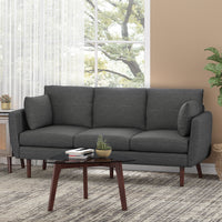 3 Seater Sofa Charcoal Wood Fabric 3 Seat