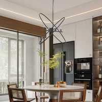 29"L X 15"W X 37.5"H 4 Led Matte Black Atom Brass Metal Pendant Matte Black Brass