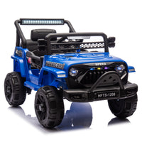 12V Kids Ride On Electric Truck Car W Parents Control,2Wd,Four Wheel Suspension,Early Education Function,Adjustable Volume,Usb,Mp3,Bluetooth,Microphone Jack,Power Display,Led Lights For Kids Aged 3. Blue Polypropylene