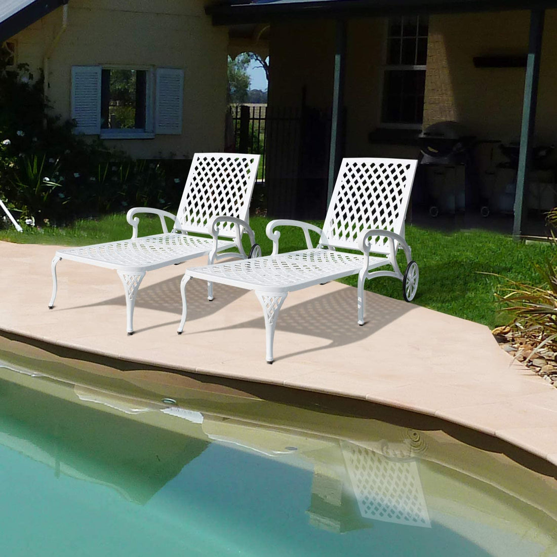 Aluminium Cast Lounge Chair 2Pcs White White Aluminium