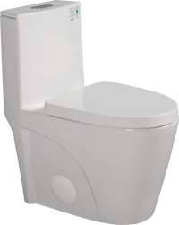 One Piece Toilet, 1.1 1.60 Gpf Water Efficient Dual Flush Elongated Comfort Height Floor Mounted, Standard Size Toilet With Soft Closing Seat Included, Glossy White 24T01 Gw White Ceramic