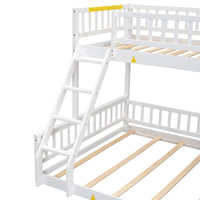 Twin Xl Over Queen Bunk Bed With Ladder And Guardrails, White Expected Arrival Time: 10.27 Box Spring Not Required Twin Xl White Wood Bunk Solid Wood Mdf