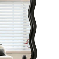 Solid Wood Wavy Rectangle Mirror Black 40" X 28" Modern Mirror Wall Decor For Bathroom, Bedroom, Living Room, Dining Room, Cloakroom, Entryway Rectangle Antique Black Living Room Large 33In 40In Glass Solid Wood