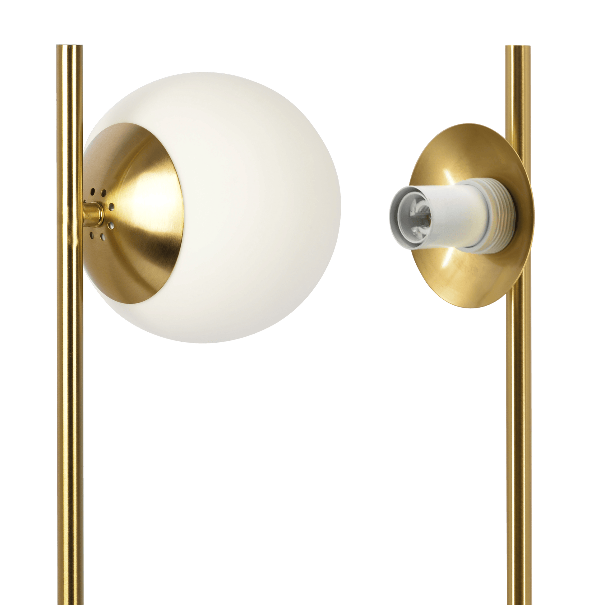 Ethereal Modern Small Brass Metal Table Lamp, Desk Lamp Fixture With White Glass Globe Shade Gold,White Table&Floor Lamps Brass,Glass,Metal