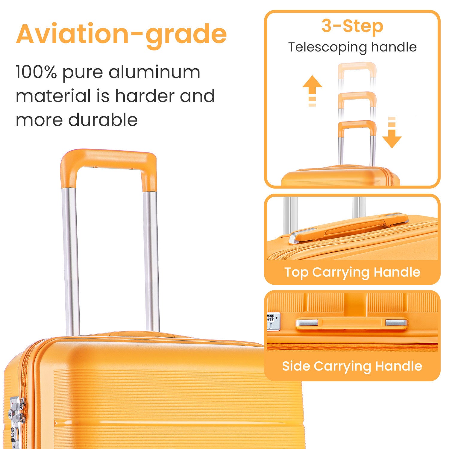 Luggage Sets 4 Piece 14 20 24 28 Pp Lightweight & Durable Expandable Suitcase Orange Polypropylene