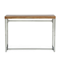 Console Table Natural Wood Stainless Steel