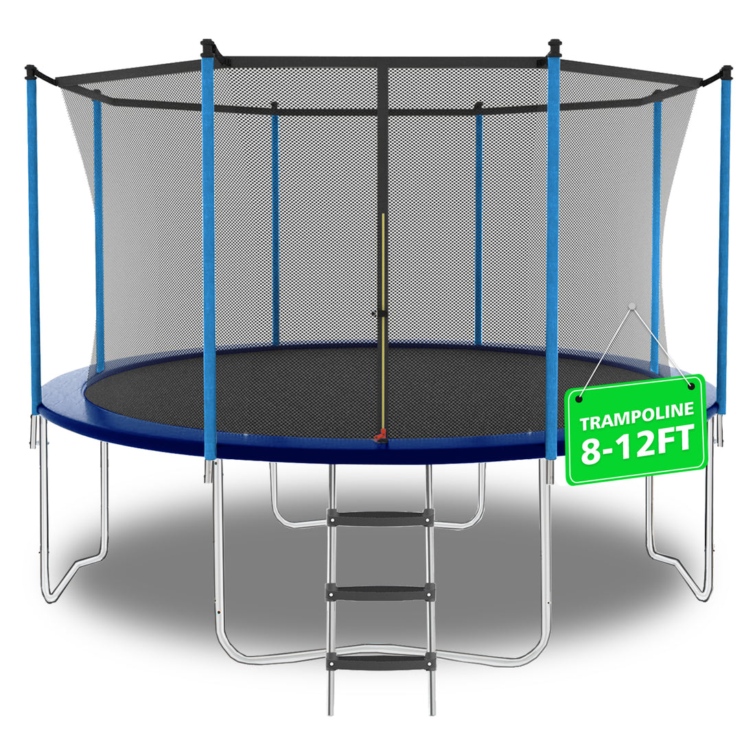 8Ft Outdoor Toddler Trampoline With Enclosure Safety Net Jumping Fun Trampoline, Heavy Duty Jump Pads, Spring Loaded For Children And Adults, Gifts For Boys Girls Blue Garden & Outdoor Iron