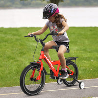 A16115 Kids Bike 16 Inch For Boys & Girls With Training Wheels, Freestyle Kids' Bicycle With Fender And Carrier. Red Steel