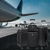 4 Piece Hard Shell Luggage Set,Carry On Suitcase With Spinner Wheels,Family Luggage Set,Black 12 20 24 28In Black Abs