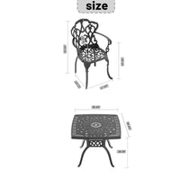 3 Piece Set Of Cast Aluminum Patio Furniture With Black Frame And Seat Cushions In Random Colors Yes Dining Set Black Red Seats 2 Rust Resistant Frame Water Resistant Cushion Garden & Outdoor Complete Patio Sets Aluminium