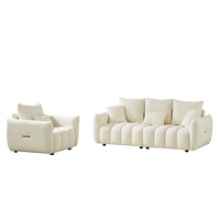 3 Seater 1 Seater Combo Sofa Modern Living Room Sofa, Teddy Sofa, Wooden Frame, 4 Cushions, Apartment Sofa Furniture Beige Wood Primary Living Space Pine Foam Fabric 4 Seat