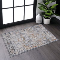 Naar Payas Collection 2X3 Ivory Grey Traditional Non Shedding Living Room Bedroom Dining Home Office Stylish And Stain Resistant Area Rug Ivory Grey Polyester