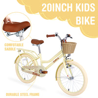 Multiple Colors,Girls Bike With Basket For 7 10 Years Old Kids,20 Inch Wheel ,No Training Wheels Included Cycling Yellow Garden & Outdoor Carbon Steel