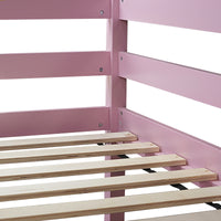 Twin High Loft Bed, Rubber Wood Loft Bed With Safety Guardrail, Built In Desk, Ladder,Pink Twin Pink Abs Rubber Steel Q235 ,Rubber Wood