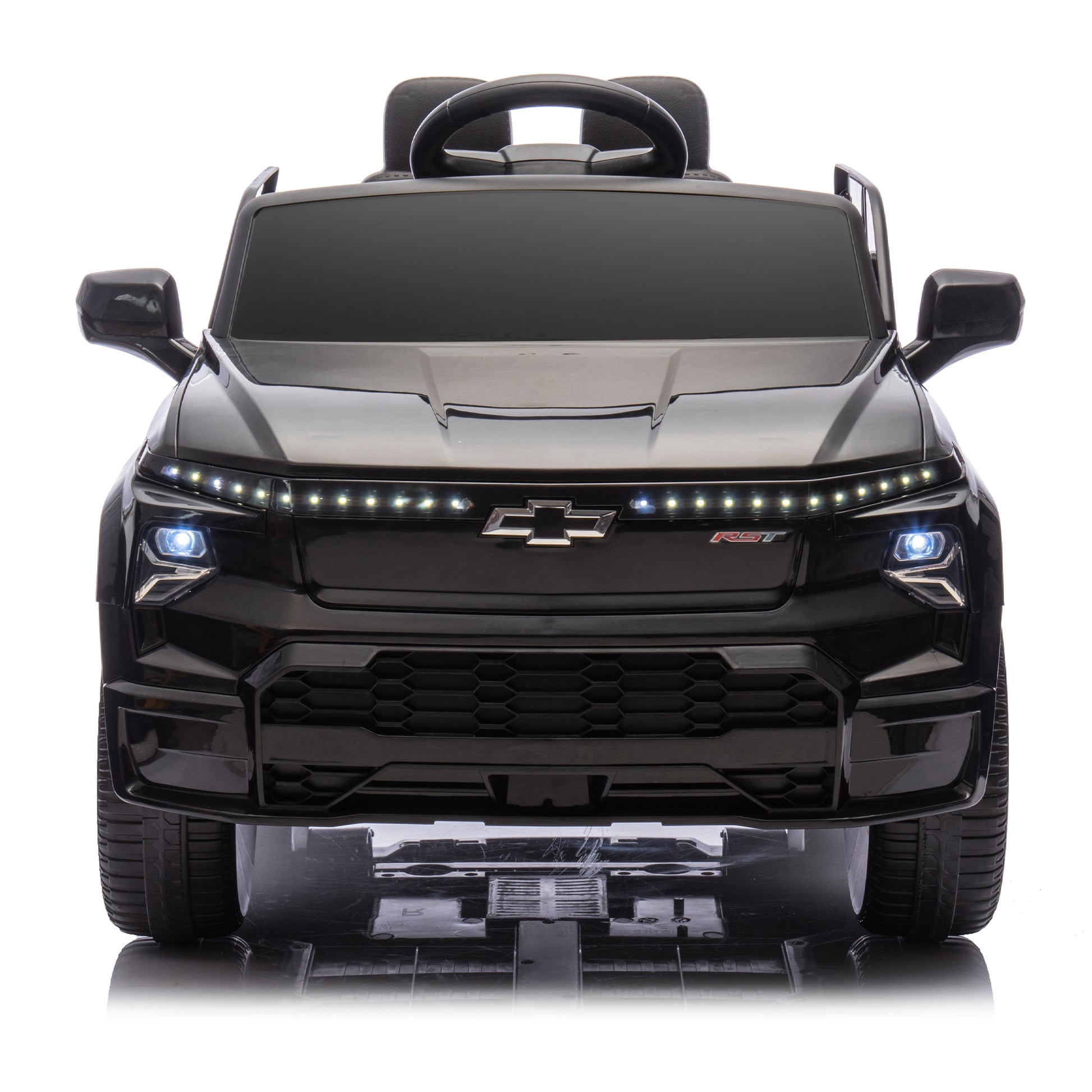 24V Kids Ride On Car W Parents Control,Licensed Chevrolet Silverado,Four Wheel Suspension,Led Lights,Bluetooth,Music,Usb,Mp3,Power Display,Speeds 2.49 3.73Mph For Kids Aged 2 5. Black 50 99 Lbs