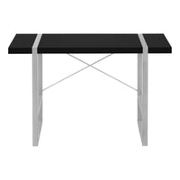 Computer Desk, Home Office, Laptop, 48"L, Work, Black Laminate, Grey Metal, Contemporary, Modern Black Particle Board